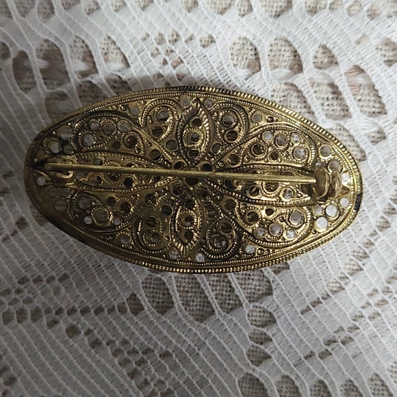 Constume Ruby and Gold Brooch - Picture 2 of 2